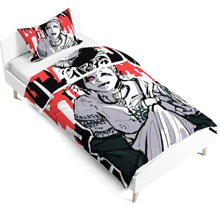 Gooyeh Tokyo Ghoul Bettwäsche Set, Kaneki Ken, Kirishima Tōka/Kamishiro Rize, Juzo SUZUYA Tokyo Ghoul Figur, Cartoon Bettbezug Kissenbezug, Einzelbettzeug für Kinder, Weiche Baumwolle, 135 * 200CM