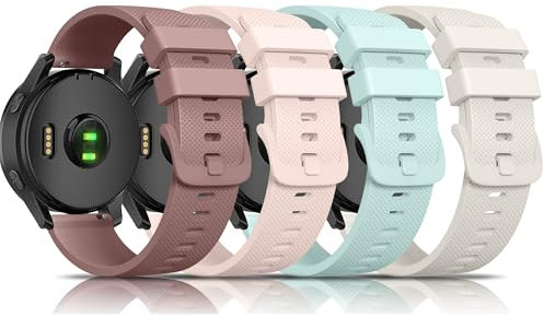 Confezione da 4 cinturini sportivi per Garmin Forerunner 245, Garmin Vivoactive 5, Garmin Venu SQ, cinturino di ricambio in morbido silicone da 20 mm per smartwatch Garmin Forerunner 55/645/245 Music