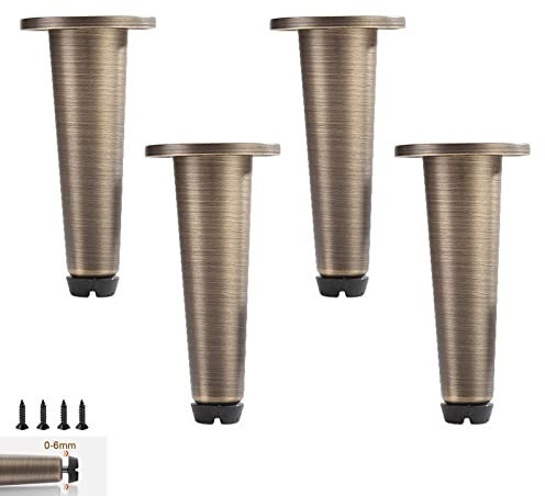 SZITW Lot de 4 Pieds de Meubles réglables en Laiton de 0,6 mm pour armoires, Tables et chaises, 3 Couleurs avec vis de 8 cm, Marron
