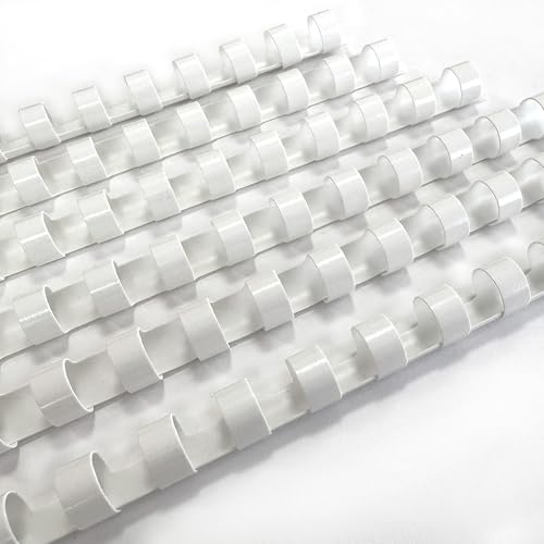 DHP - Plastikbinderücken, 6 mm, A4, Minipack, einfarbig, 25 Stück, Weiß, Standardpassung, 21 Ringe