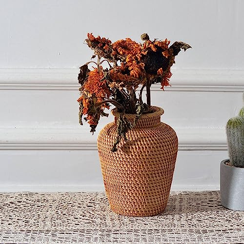 MVOSJFIE 2X Rattan Woven Vase Art Vase Fashion Tabletop Decoration Plants Flower Pot Faddish Home Gardening Supplies Flower