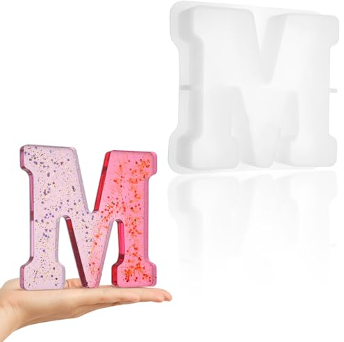 Luxeu Silikon Buchstaben Form Groß, 7 inch Epoxidharz Formen 3D Alphabet, Silikonform Gießform Buchstaben Groß, für DIY Basteln, Hochzeit Dekoration, Kerzenherstellung (M)