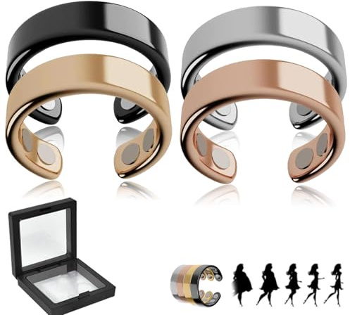 Nevolta Magnetring Damen, Vital Der Magnetfeldtherapie-Ring, Magnetring Wechseljahre Zur Unterstützung Von Stressabbau, Besserem Schlaf, Figur-Balance, Verstellbar & Hautfreundlich (G)