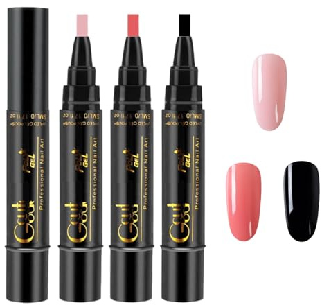 3PCS Gel Nail Polish Pen,Nail Art Graffiti Drawing Varnish Pen,3D Acrylic Paint Pen One Step DIY Nail Art Tool for Women Girls,Cure by UV/LED lamp