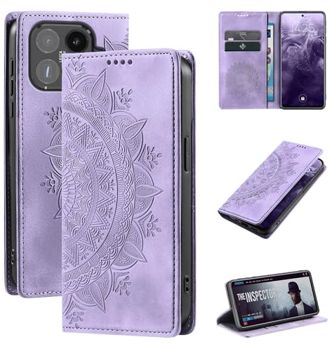 LBH Handyhülle für Xiaomi 15T Pro Mandala Klapphülle RFID Schutz Kartenfächer Geldfach Design Cover Case Flipcase Violett