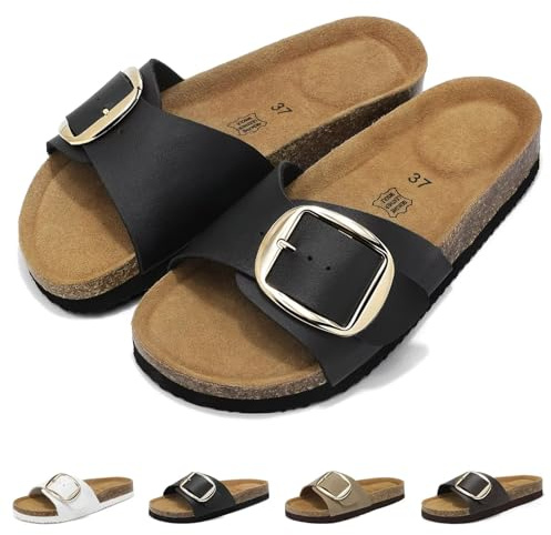 Wizshoe Sandalias Mujer Chanclas Mujer Sandalias Hebillas Negro 39EU