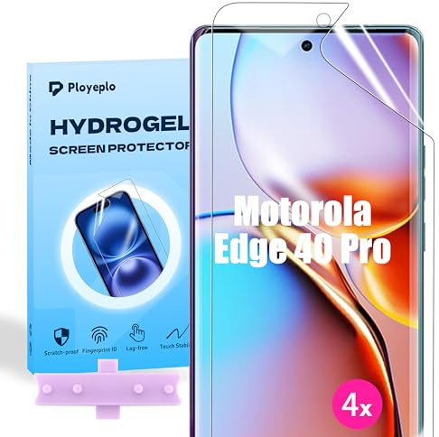 Ployeplo 4 Piezas Películas de Hidrogel para Motorola Edge 40 Pro | HD Protector de Pantalla de TPU Suave Transparente con Una Posicionador Fácil Instalación(no vidrio templado)