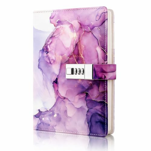 Secret Diary Lock Girls, A5 Teenage Leather Password Cute Purple Journal | Leather, Locked Notebook for Ages 8-18 Girls Birthday Gifts