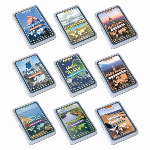 Wendels Kartenspiele Expertenset: 9 Themen unserer Geografie-Quartette in einem Bundle für Quartettfans und Weltentdecker