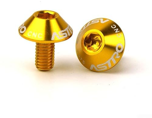 Pair of Bottle Cage Holder Screws Made from 7075 Aluminum Alloy M5*12 Bolts for Mountain and Road Bike Secure Mounting (Gold)