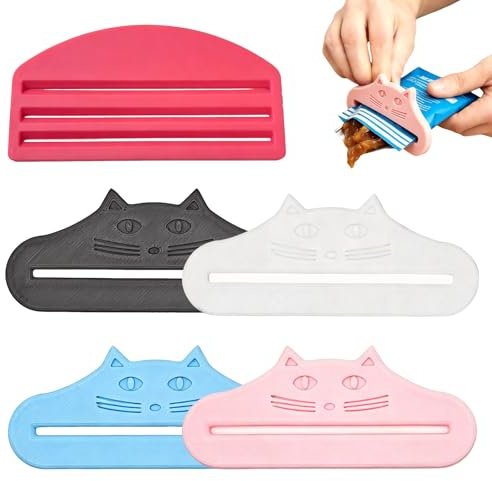 5 Pack Cat Food Pouch Squeezer Set, Multi-Pet Feeding Tools, Easy Squeeze | Complete 5-pack multi-pet set. Mess-free portion control, less waste. 3-in-1 squeezer/spoon/scraper. Compact, easy to clean.