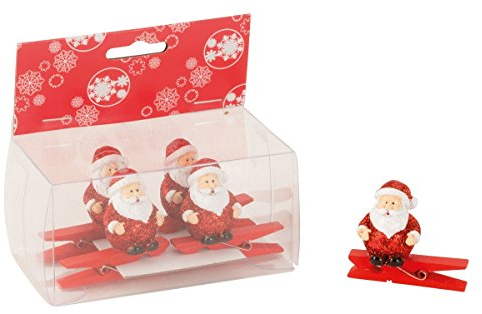 Geschenkestadl 24 x Holz Deko Klammer Nikolaus auf Holzklammer Weihnachtsklammer