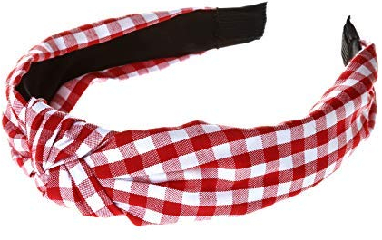 axy Vintage Look Kariert Haarreif - Wunderschön Haarreifen Damen Stirnband Haarschmuck HR34K (Rot-Weiss Kariert)