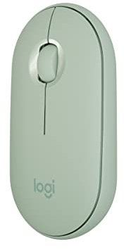 Logitech Pebble Mouse Wireless, Bluetooth o 2,4 GHz con Mini Ricevitore USB, Silenzioso, Mouse per Computer Sottile, Clic silenziosi, per PC/Mac/Laptop/iPadOS/Chromebook - Verde