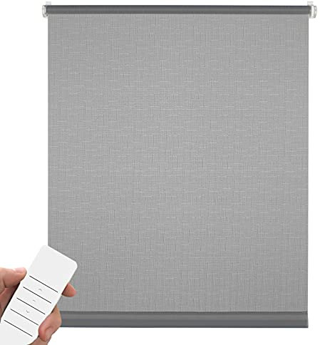 Elektrisches Rollo für Fenster, Klemmfix ohne Bohren, Sichtschutz & Sonnenschutz mit Akku, Tageslichtrollo lichtdurchlässig – 45x150 cm grau– Klemmträger