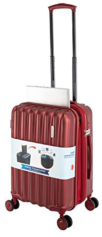 Travelhouse - Porto - Hartschalenkoffer Koffer Handgepäckkoffer Trolley Rollenkoffer, Notebookfach (40 x 35 x 5 cm), erweiterbar, Polycarbonat/ABS, 2,6 kg, 55x36x26 cm, 45 Liter, Rot