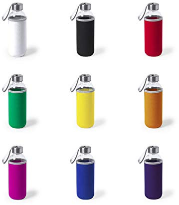 Lote 20 Bidones Botellas de Cristal con funda de Neopreno SURTIDO