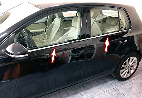 Recambo Lot de 4 baguettes de fenêtre en acier inoxydable chromé pour VW Golf 6 VI 4 portes 2008-2012