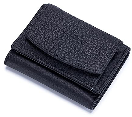 FANDARE Portafoglio Donna Piccolo Portamonete Porta Carte di Credito in Pelle Nero