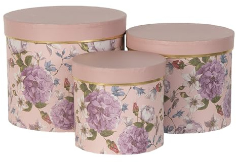 Clayre & Eef Hutschachtel (Set 3 Stück) Ø 20x17 / Ø 17x15 / Ø 14x13 cm rosa 64742