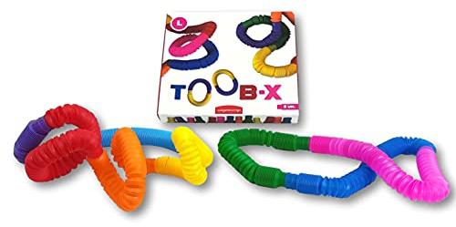 TOOB-X Juguete Sensorial de Tubos Pop. Juguetes antiestrés de Colores, Fidget Pop Multicolor. Tubos extendibles y conectables Entre Ellos. 8 Piezas (Tamaño L)