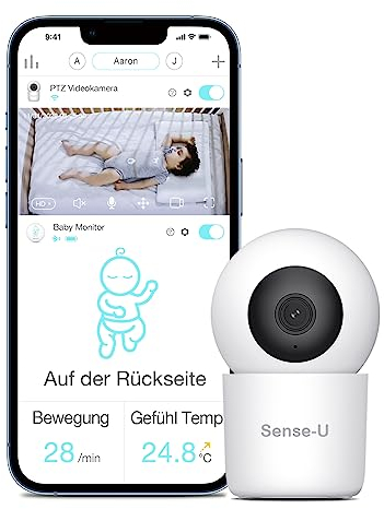 Sense-U Monitor de video para bebés con cámara remota de zoom panorámico, audio de fondo, detección de movimiento y sin tarifa mensual (compatible con el monitor de movimiento Sense-U para bebé)