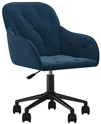 vidaXL Bürostuhl Drehbar Höhenverstellbar Chefsessel Drehstuhl Bürosessel Schreibtischstuhl Computerstuhl Gamingstuhl Büromöbel Blau Samt