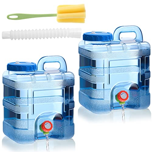 2 Pcs Portable Water Storage Containers Camping Water Container with Spigot 2.6 Gallon Large Water Tank with Faucet Thick Water Dispenser Carrier for Vehicle Home Emergency Hiking Camping Outdoors