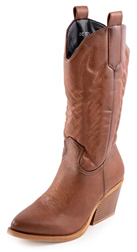 Toocool Stivali Donna Texani Cowboy Western camperos Scarpe Boots Y02 [37,Camel]