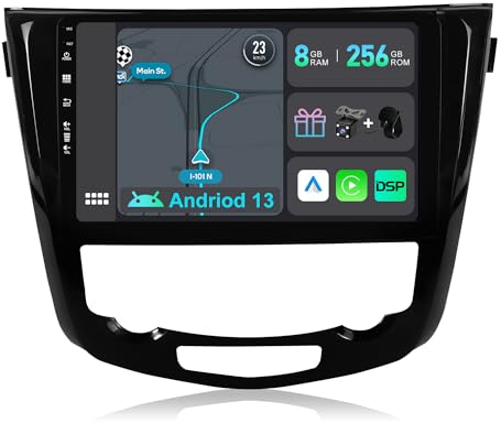 YUNTX [8GB + 256GB] Android 14 Car Radio for Nissan X-Trail Qashqai j11 Rouge (2014-2018)-[Integrated CarPlay/Android Car/DSP/GPS]-10.1 Inch IPS 2.5D Camera + Mic-Dab/Mirror Link/Bluetooth 5.0/360