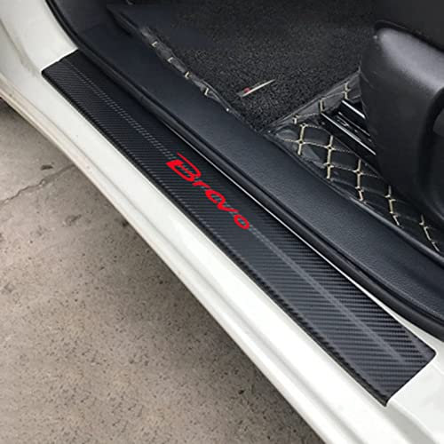 4 Pezzi Fibra di Carbonio Battitacco per Auto Sticker, per Fi-at 500 500x 500l Panda Punto, Benvenuto Pedaliera Protezione Styling Auto E carrozzeria Adesivi Decorativi Accessori, Bravo Red