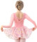 DANSHOW Kinder Ballettkleidung Mädchen Tanzkleider Mädchen Lange Ärmel Balletttrikot Ballettanzug Tanzkleid mit Chiffonrock(40421-08Q-XL)