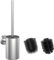 WAVEWO Escobilla de Inodoro de Silicona y Soporte, Soporte para escobilla de Inodoro con 2 Cabezales, escobilla de Acero Inoxidable 304 para la Limpieza del baño (Redondo Plateado)