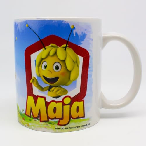 MAJA (C09) - Keramik Becher mit Henkel in Geschenkbox. Hochwertiger Aufdruck. Offiziell Lizenzierte Tasse. Frühstücksbecher/Praktisches Geschenk. Becher für alle Biene Maja Fans.