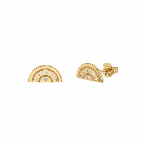 NOELANI Ohrstecker 925 Sterling Silber Damen Ohrschmuck, mit Zirkonia synth., 0,5 cm, Gold, Regenbogen, Kommt in Schmuck Geschenk Box, 2037902