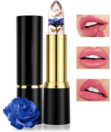 Flower Jelly Lippenstift, Farbwechselnder Lippenstift Rosa Mit Temperaturwechsel, Natürlich Pflegend Clear Lippenbalsam mit Farbe Nicht verblassender Lipstick, Lippenpflege