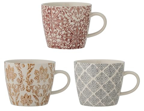 Bloomingville Genia Becher, Tasse, Braun, Steingut, T9,5xH8 cm, 3er-Set, 300 ml