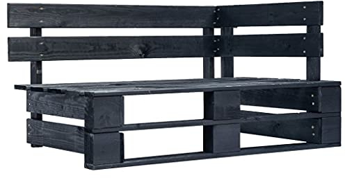 Willood Outdoor-Eckbank Paletten Holz Schwarz