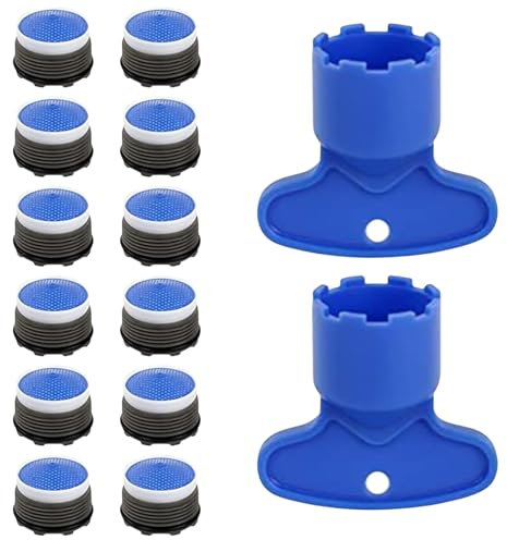 Ruzister 12 Stück Wasserhahnbelüfter, Wasserhahnsieb, Luftsprudler, Sprühaufsatz, Küchenspülenbelüfter, Strahlregler, passend für die meisten Wasserhähne (M18,5)