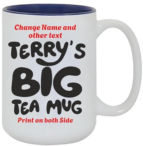 Fauntin Gifts Personalised Big Mug - Funny Gift - Personalised Mug - Coffee Mug- Tea Mug - Create Your Own Coffee Mug - Custom Name Mug - Custom Cup (Blue Inside Only)