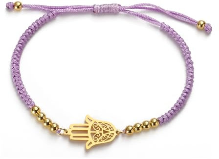 EUEAVAN Pulsera de mano de Fátima, pulsera ajustable con cuentas para parejas, pulsera de cábala, amuleto de mano de Fátima, joyería hecha a mano, cuerda trenzada de la suerte, pulsera de cuerda roja
