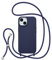 ZTOFERA Crossbody Lanyard Case for iPhone 15 (6.1), Liquid Silicone Protective Phone Case with Strap Adjustable Neck Cord Necklace Soft Cover, Navy Blue