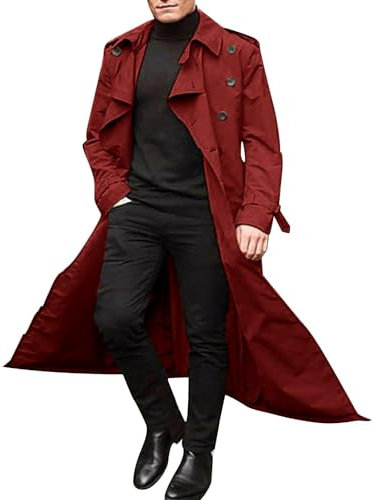 VLOYSR Herren Mantel Wintermantel Slim Fit Business Winterjacke Warmer Trenchcoat Jacken Gürtel Herrenmantel Leicht und Tragbar