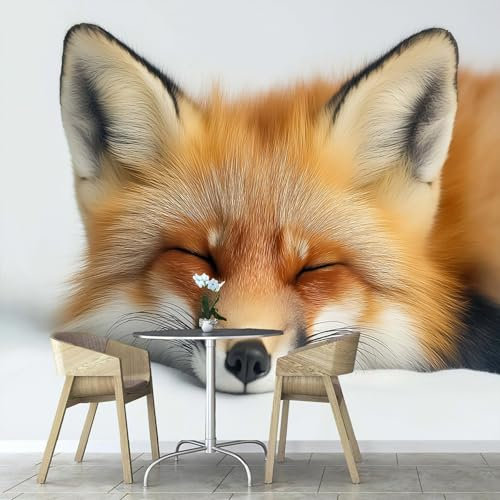 Papier Peint Panoramique Renard Mignon Animal 450×315 cm, Papier Peint Géant 3D Salon Chambre Salle à Manger Chambre d'Enfant Décoration Murale