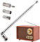 Fm Aerial for Hifi, Radio Aerial Antenna 75 Ohm, F Type Male Plug Connector ​with 3 Adapters, Telescopic DAB Radio Aerial Antenna for Table Top Radio, HiFi AV Stereo Receiver Mini System
