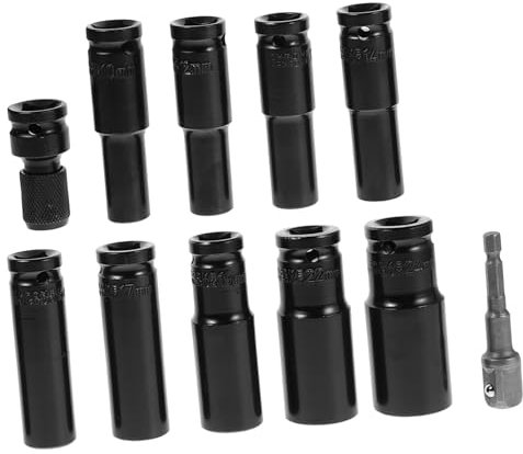 GARVALON 10pc Ratcheting Wrench Set 8-24mm Socket Wrench Set for Lug Nut Removal Complete Auto Mechanical Tool Kit