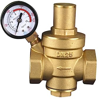 CHILDWEET Einstellbarer Wasserdruckminderer und Hydraulische Stabilität Dn25 aus Messing mit Manometer Zuverlässiger Druckregler für Häusliche Wasserleitungen