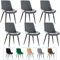 JIJIAN Esszimmerstühle 6er Set, Küchenstühle, Polsterstühle, Wohnzimmerstühle, Design Stuhl mit Rückenlehne, Sitz aus Samt mit schwarzen Metallbeinen, Dunkelgrau