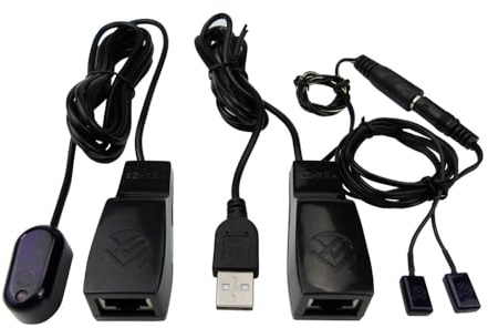 SPENFiLY Sistema di ripetitore a infrarossi Ethernet per cavo Ethernet Cat6/Cat5e/Cat8 estensore telecomando IR TV set top box infrarossi a RJ45 elettrodomestici (controllo 2 dispositivi)