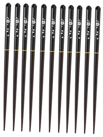 Baguettes japonaises, baguettes personnalisées, baguettes japonaises 6 paires de baguettes en bois japonais motif fleuri ustensiles de cuisine for la maison réutilisables naturels